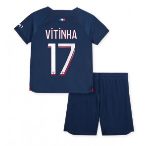 Paris Saint-Germain Vitinha Ferreira #17 Hemmaställ Barn 2023-24 Kortärmad (+ Korta byxor)
